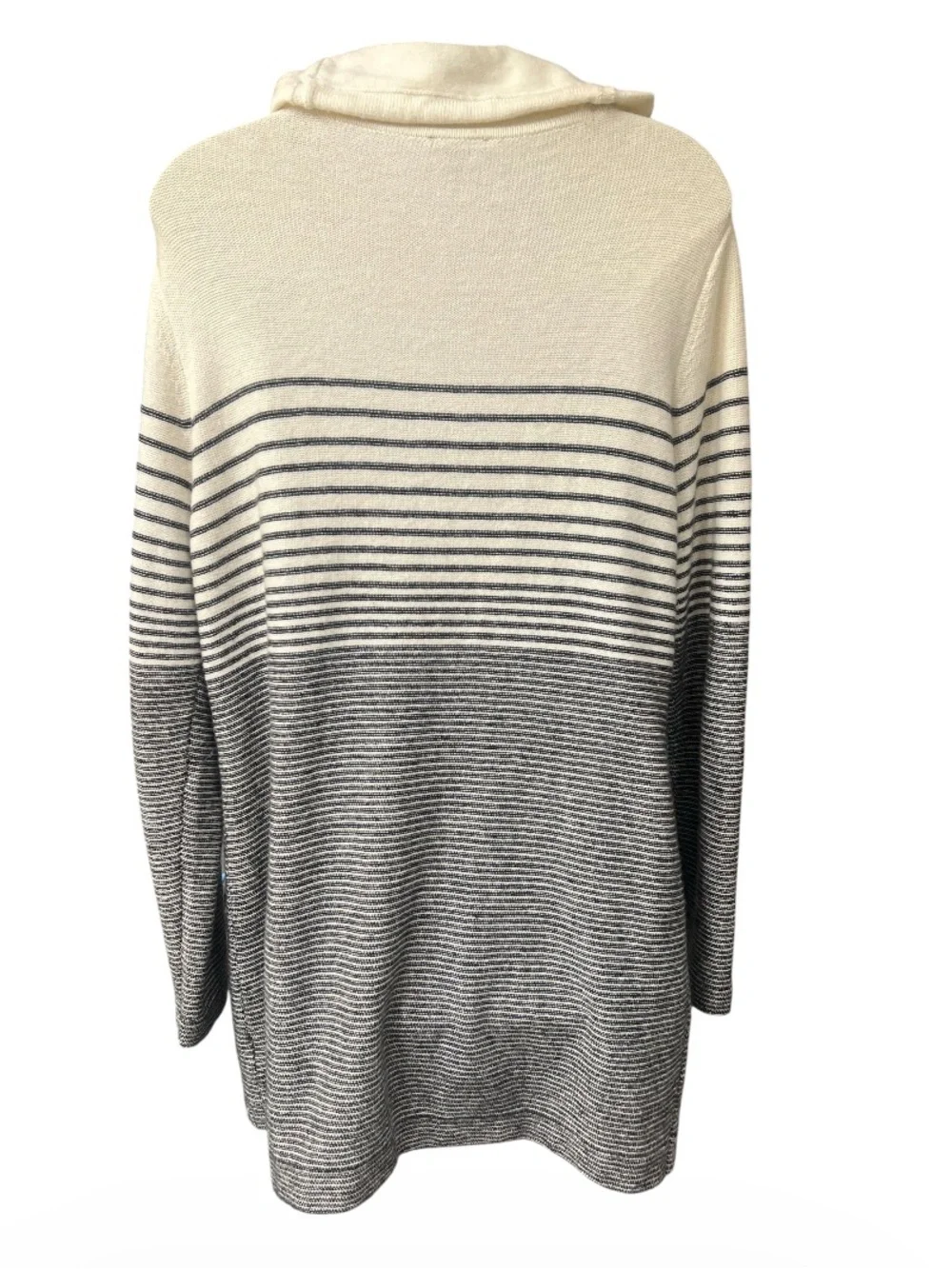 Talbots L Lambswool Blend Ombré Striped Cowl Neck Tunic Sweater